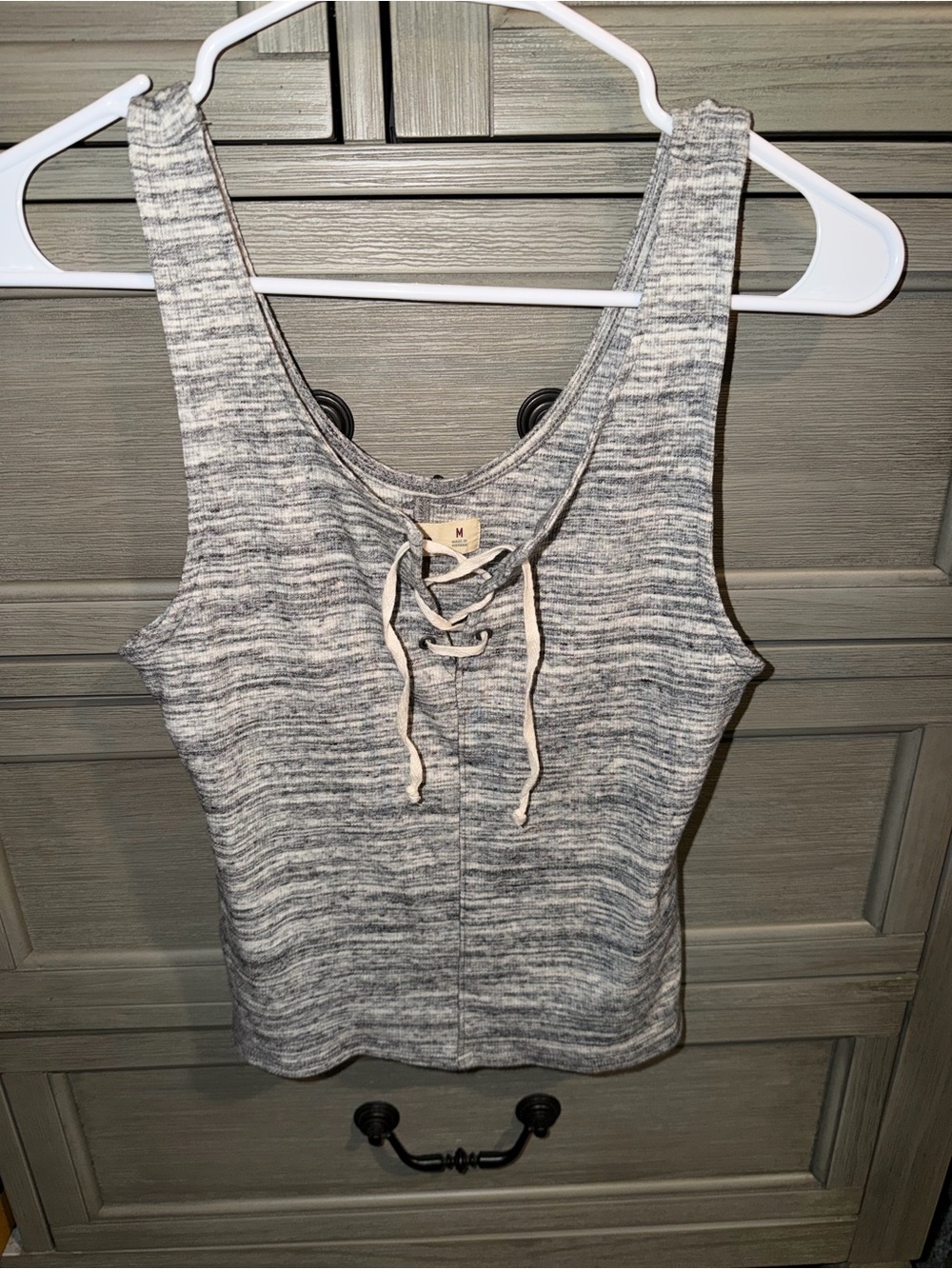 Hollister Heather Gray Lace-Up Tank Top